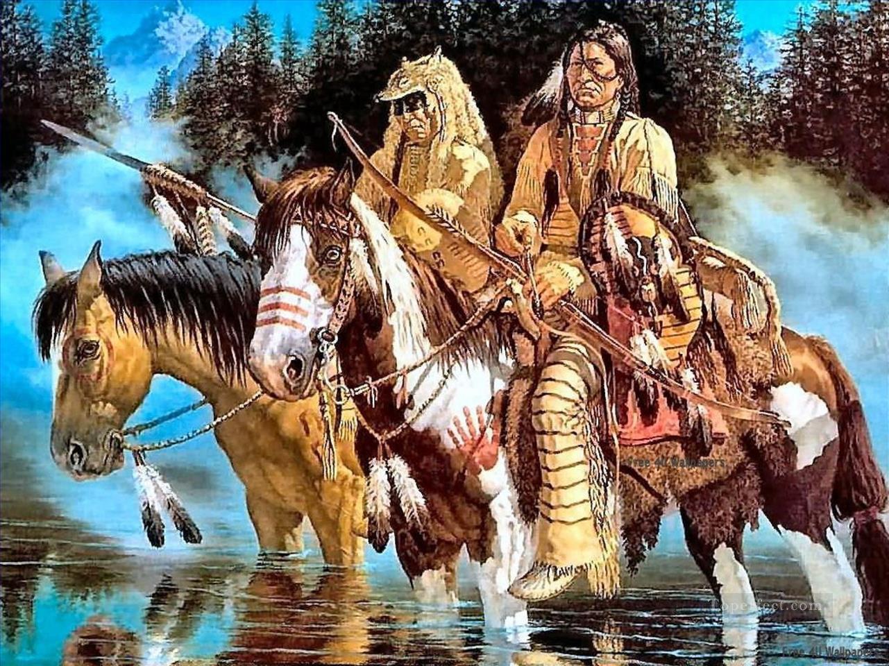 Inder Ureinwohner Amerika Indianers Ölgemälde